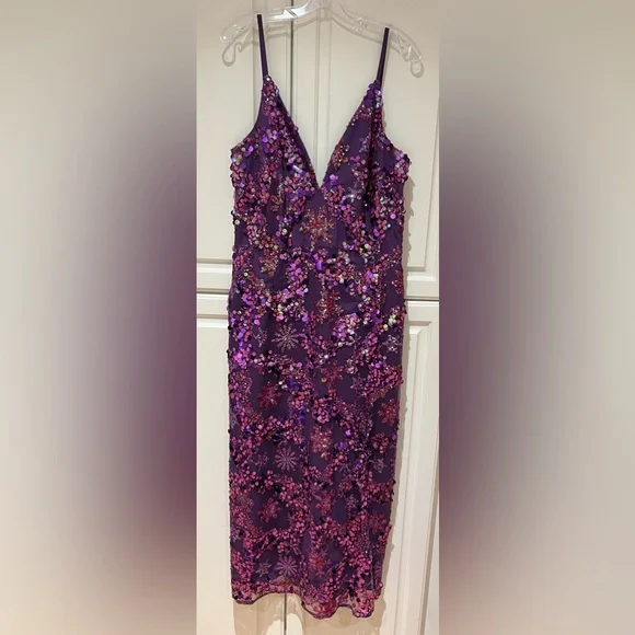 strapless open back dress One Shoulder Embroidered Purple Evening Dress  Walone LLC